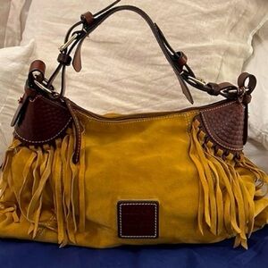 Vintage Dooney & Bourke Suede Fringe Hobo Shoulder Bag – Tan Boho